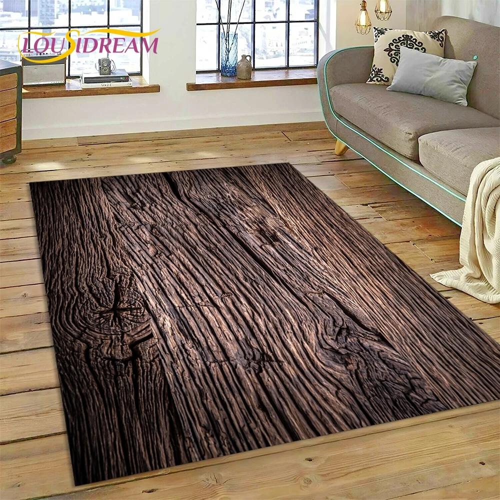 Color 3D Wood Grain Lines Rug Carpet for Living Room Bedroom Home Decor,Floor Mat Non-slip Decoration for Sofa Doormat Kid Gift