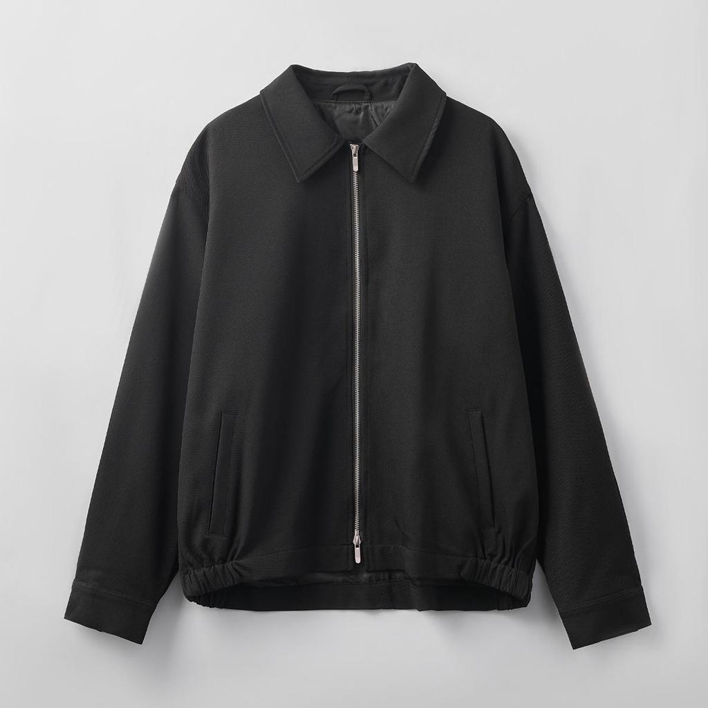 Men’s 2025 Black Casual Double Zipper Lapel Jacket