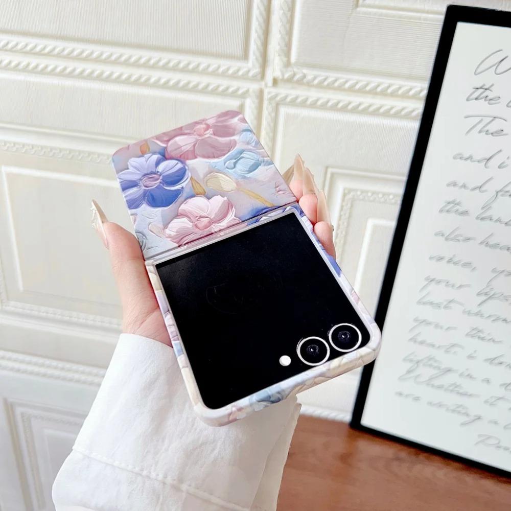 3D Colorful Embossed Effect Watercolor Flower Phone Case for Samsung Z Flip 7 FE 6 Shockproof Slim Camera Protection Back Cover