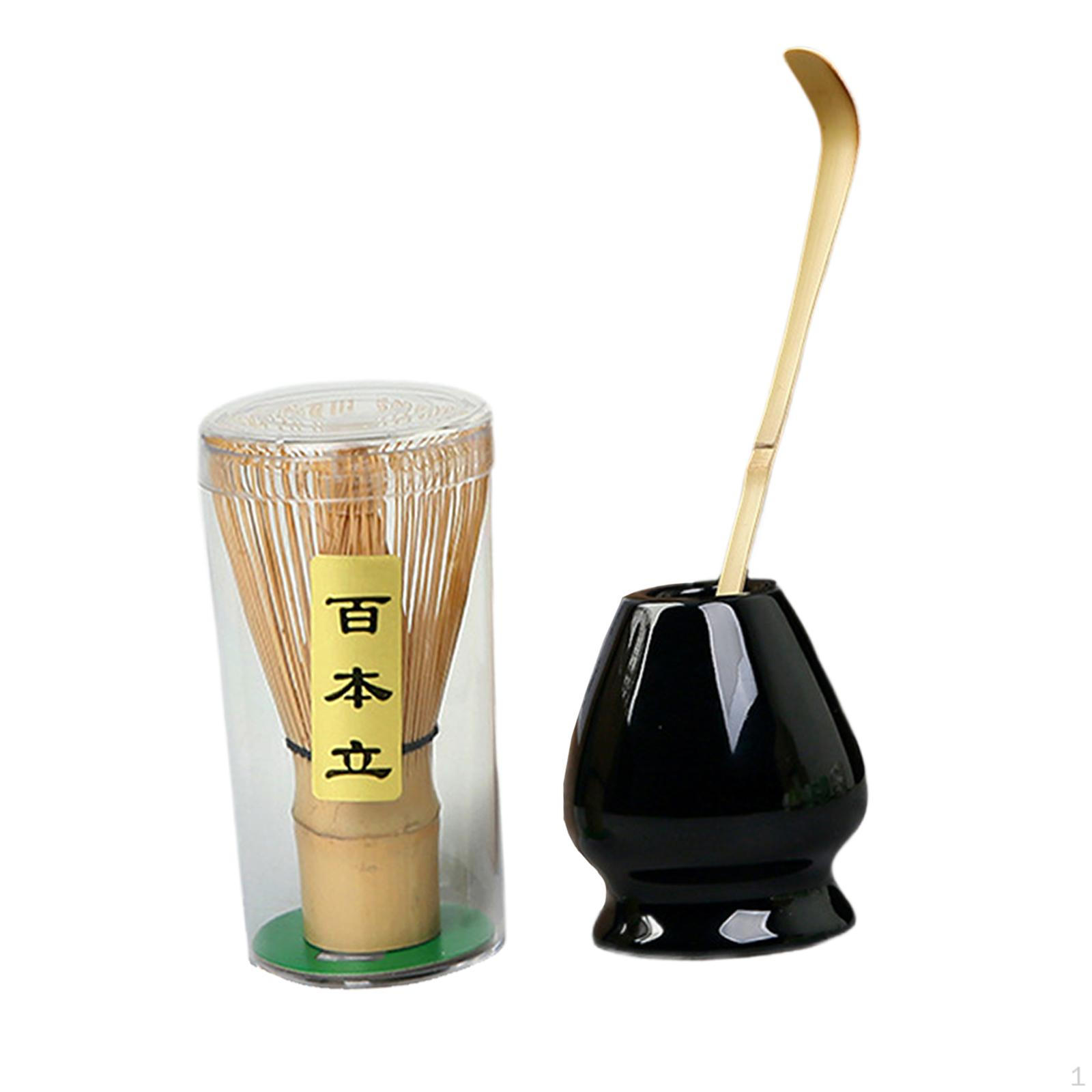 Японский набор для матча, современная чайная утварь, аксессуар, бамбуковый венчик, керамический венчик Black