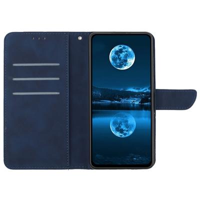 HT05 For Honor 90 Smart/X7b 4G Magnetic Phone Case Lines Imprinted Leather Flip Stand Cover