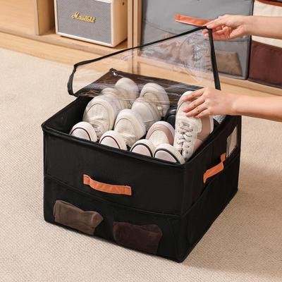 Foldable Fabric Organizer Box with Lid: Multifunctional, Divided Compartments for Underwear, Panties, Shoes, or Sundries.
