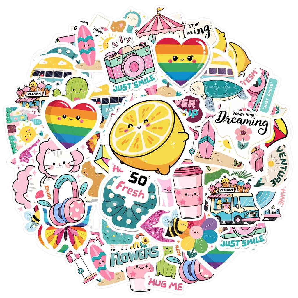 35pcs-50pcs Cartoon Positive Messages Stickers Whimsical Cuteness Overload  Stickers  Stickers For DIY Phone