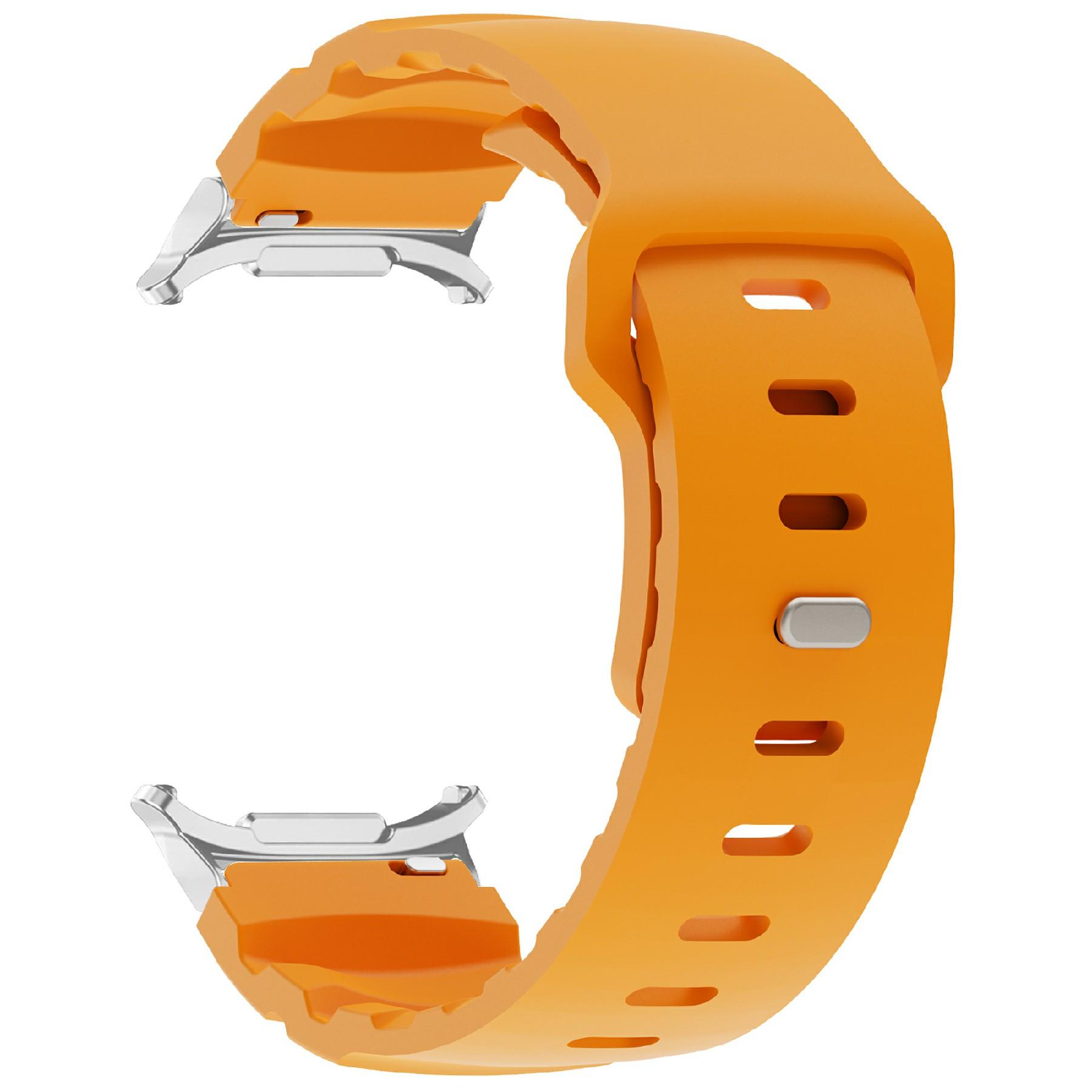 

For Samsung Galaxy Watch Ultra 47mm Fluorubber Strap Adjustable Watch Band Yellow+SIlver