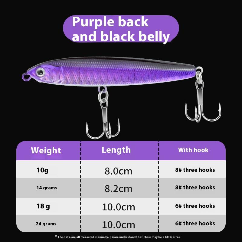 Pencil Luya Bait Long Throw Sinking Water Slowly Sinking, Trembling, Pencil Iron Plate Bait Set, Special for Wild Fishing, Fresh Water Fishing