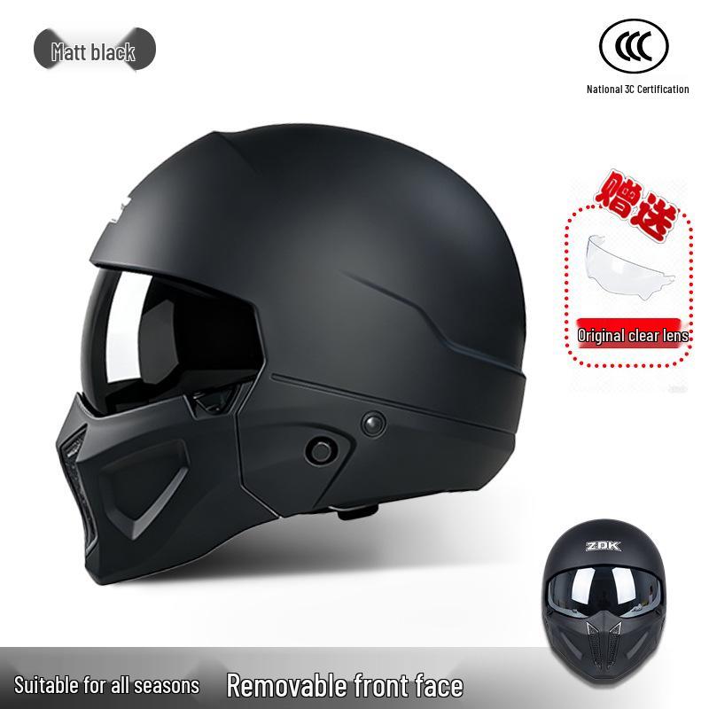 

3C Certified Retro Full Face Motorcycle Helmet for Men & Women - Winter/All Seasons, Scorpion Design, with Half Helmet Option