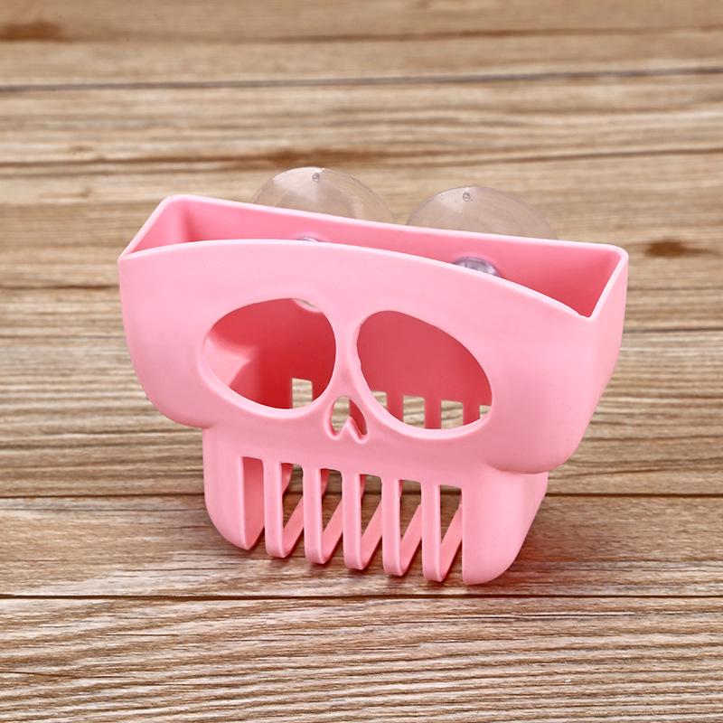 Kitchen Supplies Creative Kitchen Dishcloth Drain Rack Perforation Free Sponge Soap Shelf Multi Functional Storage pink
