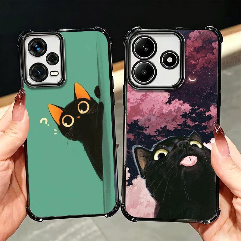 Cat Cute Kitten Cartoon Plating Phone Case For Xiaomi Redmi Note 14 15 Pro Plus 13 12 11 11S 11T 10 9S 9 5G Anti-Fall Airabag Co