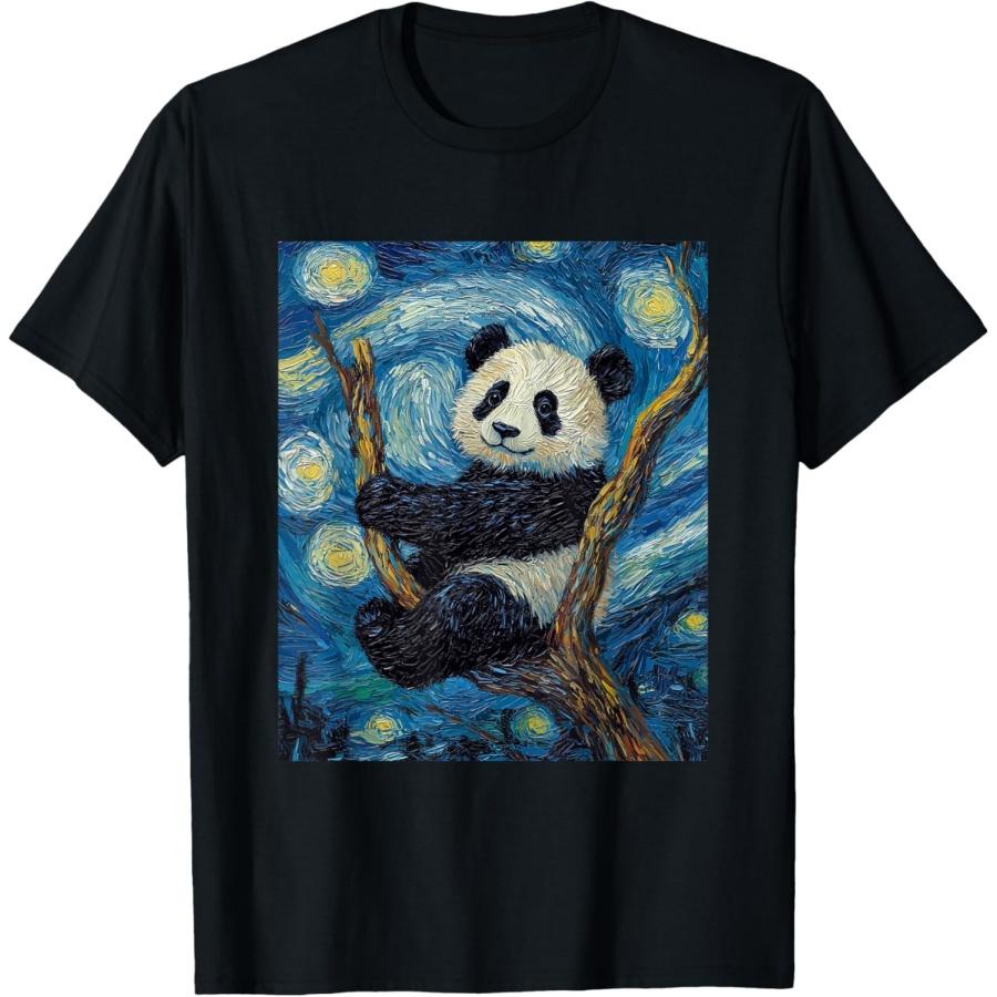 Cute Panda Bear - Van Gogh Style - Starry Night Graphic T-Shirt S