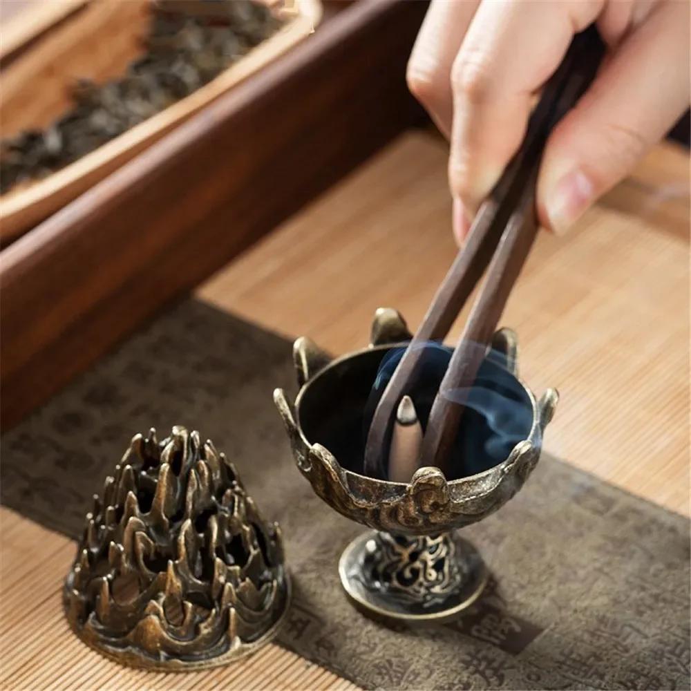 Buddhist Sense Brass Alloy Cone Incense Burner Bronze Censer Tea Ceremony Antique Ornament Home Decoration Traditional Thurible