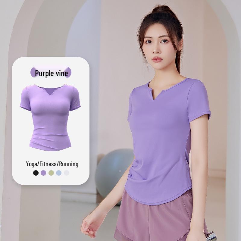 Quick-Dry Summer V-Neck Yoga Set: Short Sleeve Top & Mesh Shorts