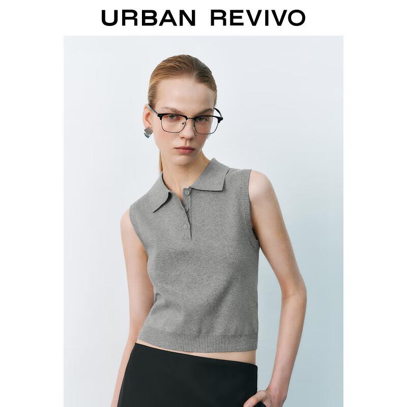 UR 2025 Spring Women s Casual Preppy Polo Sleeveless Knit Top XS