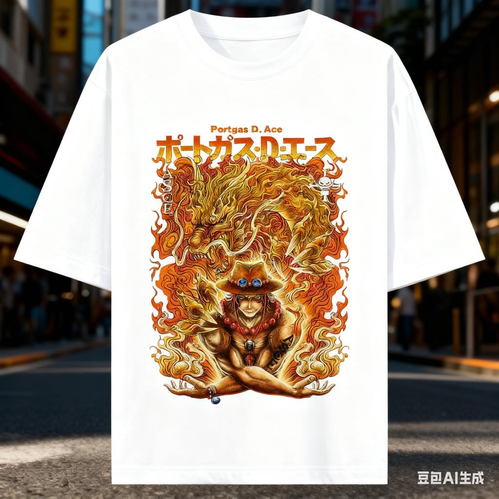 One Piece Anime Fire Fist Ace Printing Cotton Tshirt Unisex and Women Harajuku Trend Y2K Casual Summer Absorb Sweat Tees