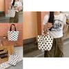 Trendy Polka Dot Canvas Tote Bag Large Capacity Soft Lock Closure