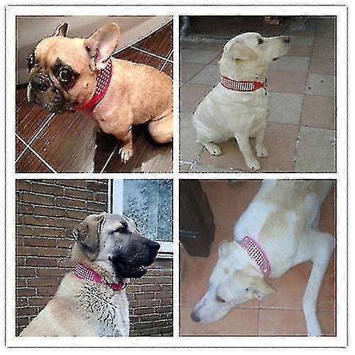 Leather Dog Collars Bling Diamante Crystal Studded Dogs Pet Collars 2inch Wide for Medium & Large Dogs Pitbull Boxer