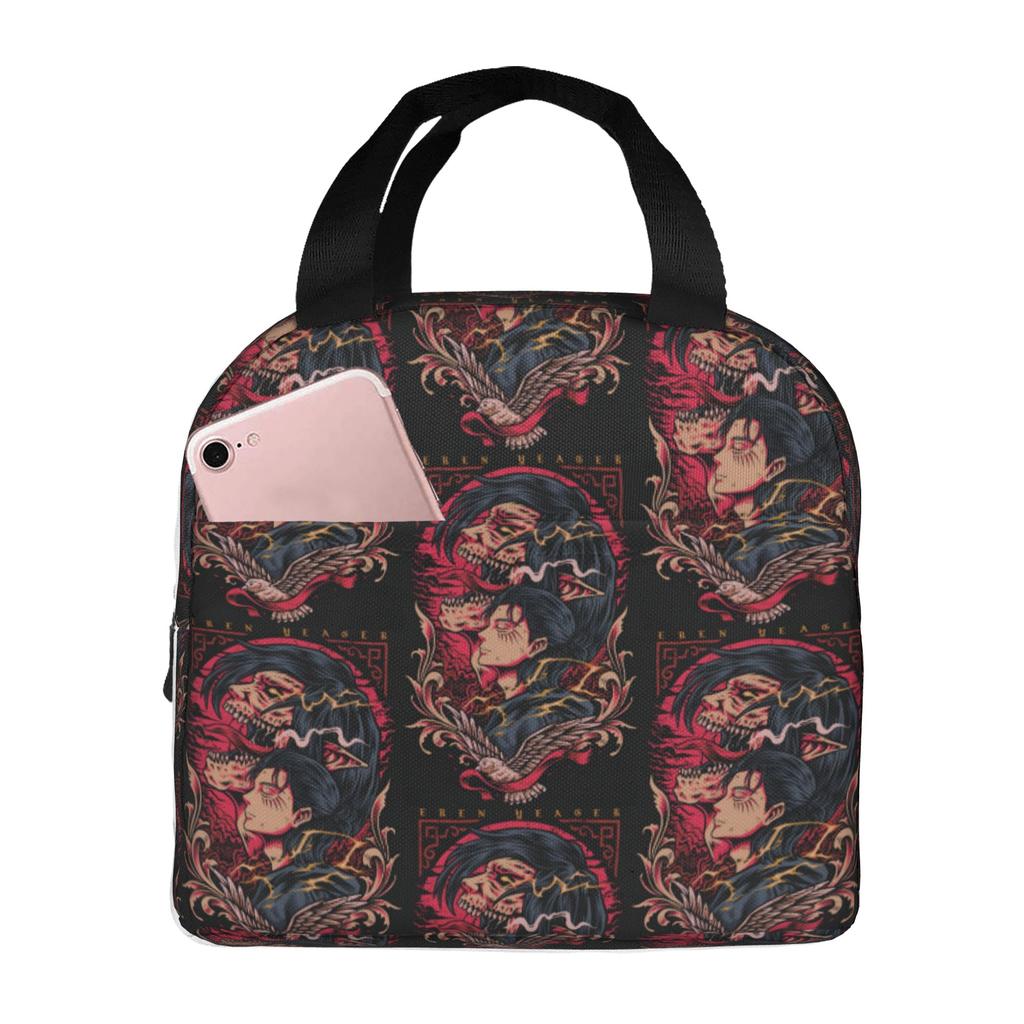 Custom Attack On Titans Portable Lunch Boxes Unisex Leakproof Manga Thermal Cooler Food Insulated Lunch Bag Office Work
