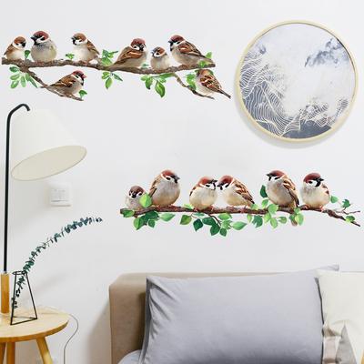 Painted Tree Branch Bird Wall Sticker for Bedroom Study Home Decor
