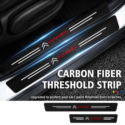 5pcs Car Door Sill Protector Carbon Fiber Threshold Stickers For C4 C3 C5 C1 C2 C6 C4L DS3 DS4 Berlingo Picasso Jumper