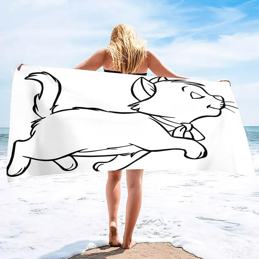 Cute Cat Print Beach Towel Soft Absorbent Large For Adult Kids Summer Travel Paw Design Perfect For Sunbathing Pool Use Gift