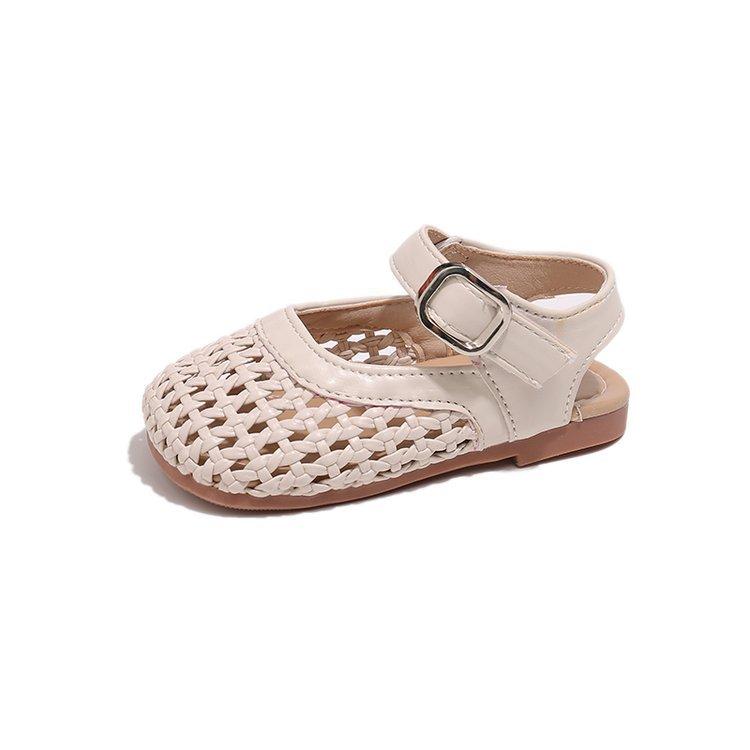 

Корейская версия женских сандалий 2025 лето новая мягкая подошва плетеные туфли для девочек нескользящие женские сокровища полые римские туфли зарубежный стиль 34