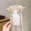 Ancient Style Hanfu Princess Butterfly Hair Clips with Long Ribbons - Children's Chinese Fairy Hair Accessories (Pair)