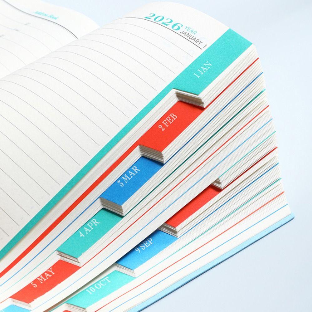 with Ribbon Bookmark 2026 365-Day Schedule Notebook PU Leather Cover Schedule Planner Notepad  Gift