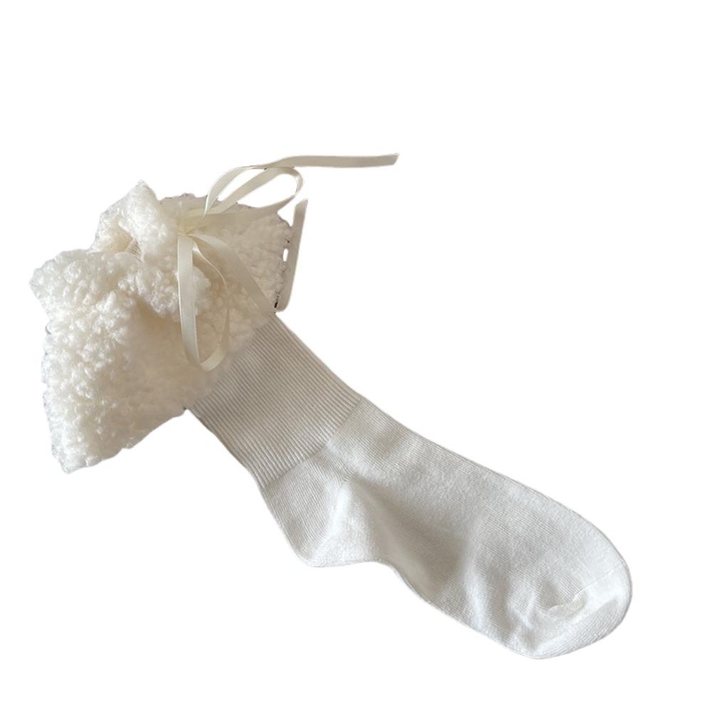 

Y2k Mid-tube Socks Turnup Cotton Socks Woman Cute Mid Calf Stockings Winter белый
