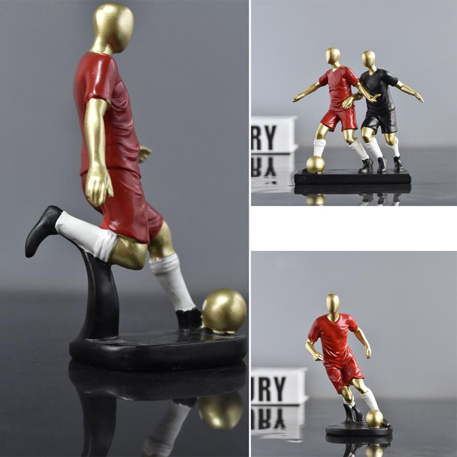 Funny Football Sport Lover Soccer Fans Kick The Ball Style Action Figure Statues Home Ornament Sculpture Desk Decor Figurine Toy
