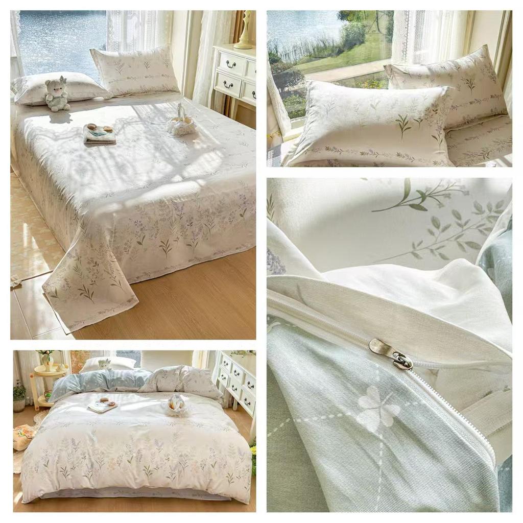 Class A Pure Cotton Bed Sheet, Duvet Cover, and Pillowcase Set – Available in Three-Piece or Four-Piece, All Seasons, Home/Homestay