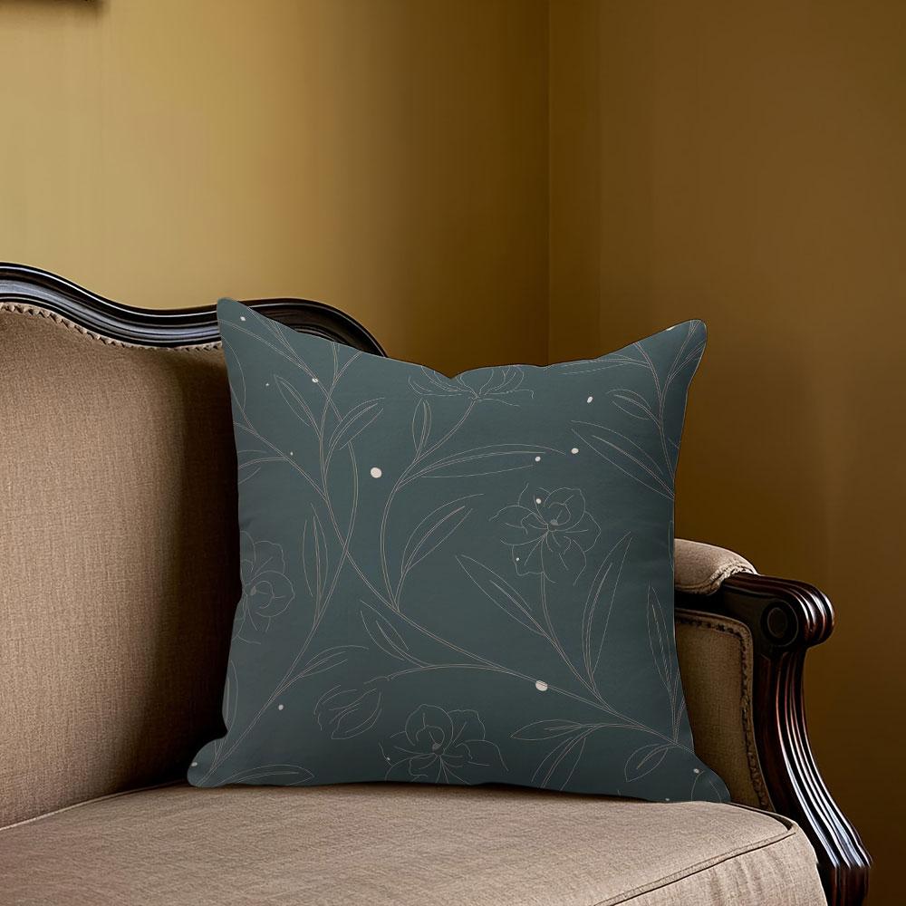 Elegant Floral Line square Jacquard Pillow Cover for Sofa Office Waist Cushion Cover Home Decorative Pillowcase