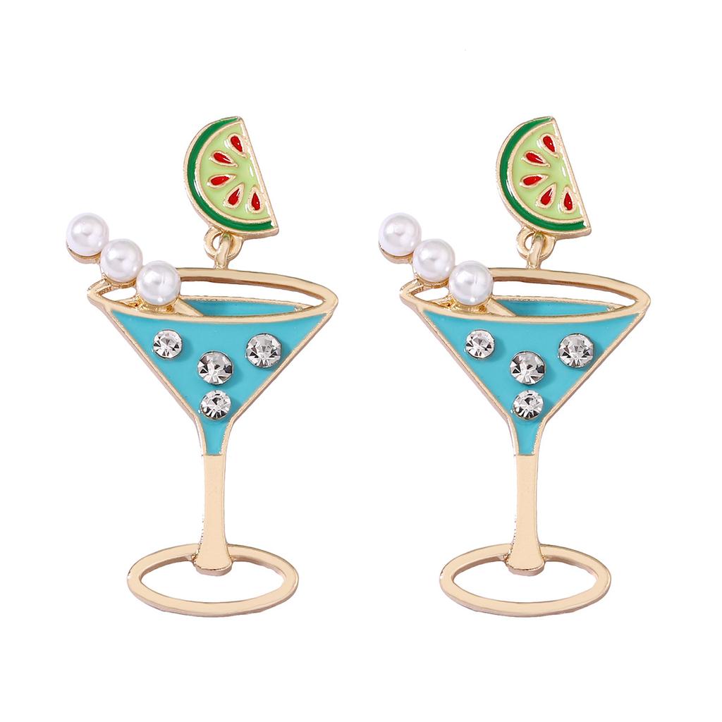 Amazon Cross-border E-commerce New Multi-color Goblet with Diamonds, Light Luxury and Versatile Earrings, Yiwu Jewelry Women