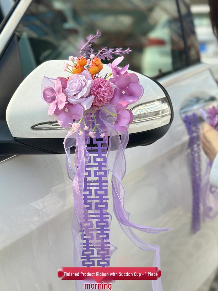 Ensemble de Fleurs de Décoration de Voiture de Mariage - Décoration de Poignée de Porte et Arrangement de Dote