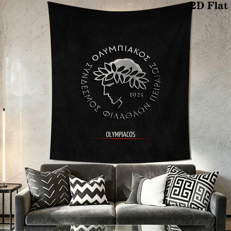 Olympiacos logo Wall Hanging Printed Fabric Blanket Decorative Tapestries for Bedroom Living Room Home Decor