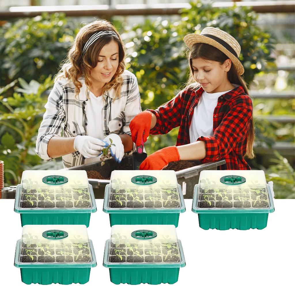 5PCS Plant Seed Starter Tray With Grow Lights for Planting Seeds 60 Seedling Cells Organic Plant