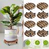 12 Inch Wood Plant Caddy With 360° Wheels 150pounds Load Rolling Round Dolly Lockable Cart for Outdoor/Indoor Flower Pot Patio