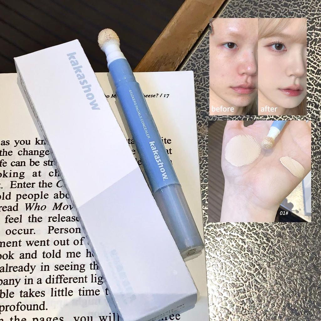 Facial Concealer Liquid Cover Dark Circles Freckles Acne Long Lasting Foundation Makeup Rotating Sponge Tip Applicator