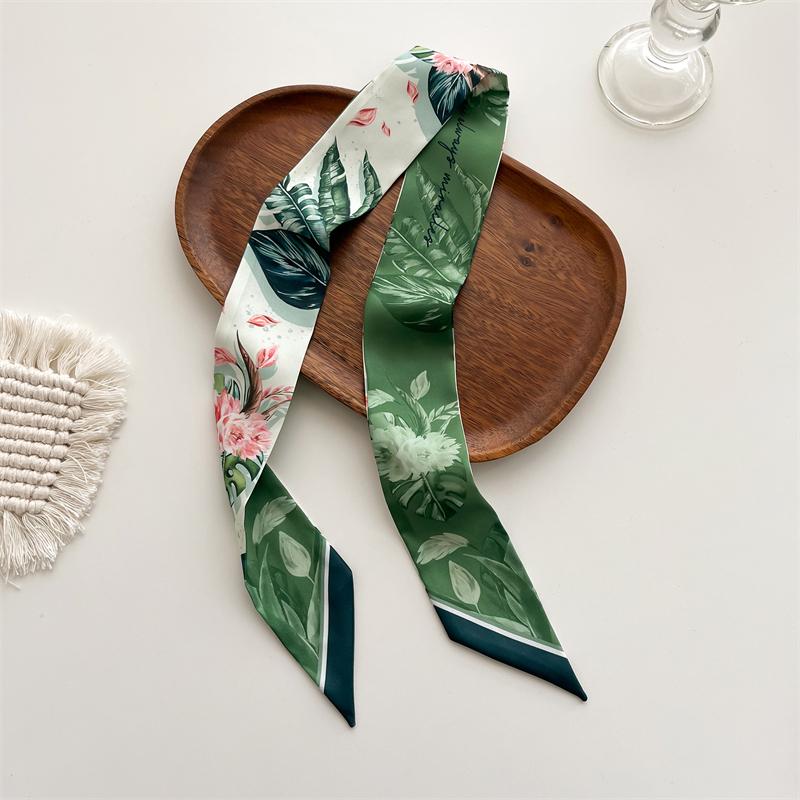 Langer, dünner Seidenschal für Damen, Haarband, Krawatte, Design-Print, Luxusmarke, Haarreifen-Accessoires, coole Mädchen-Schals, Sommer 2021