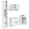 Bathroom Furniture Set 4 Pcs High Gloss White Plywood and Metal