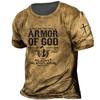 Men's Unisex Templar Cross Letter Graphic Prints T Shirt Distressed T Shirt Short Sleeve T Shirt 3D Print Crew Neck Shirt Vintage