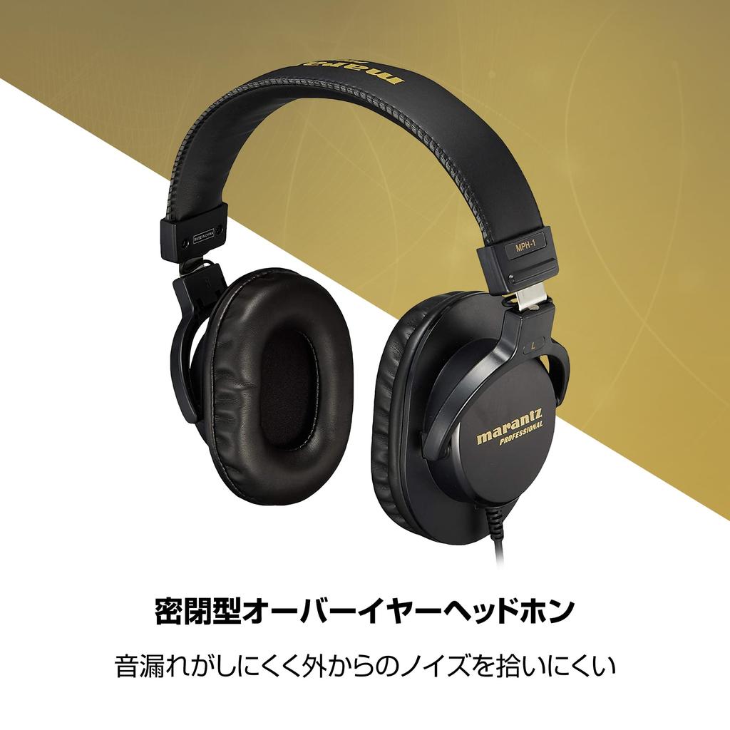 Marantz Pro Monitor Headphones with 40mm Drivers for Musical Instrument and Telework MPH-1 Closed-Back Over-Ear Performance, Streaming, DJing, Gaming,