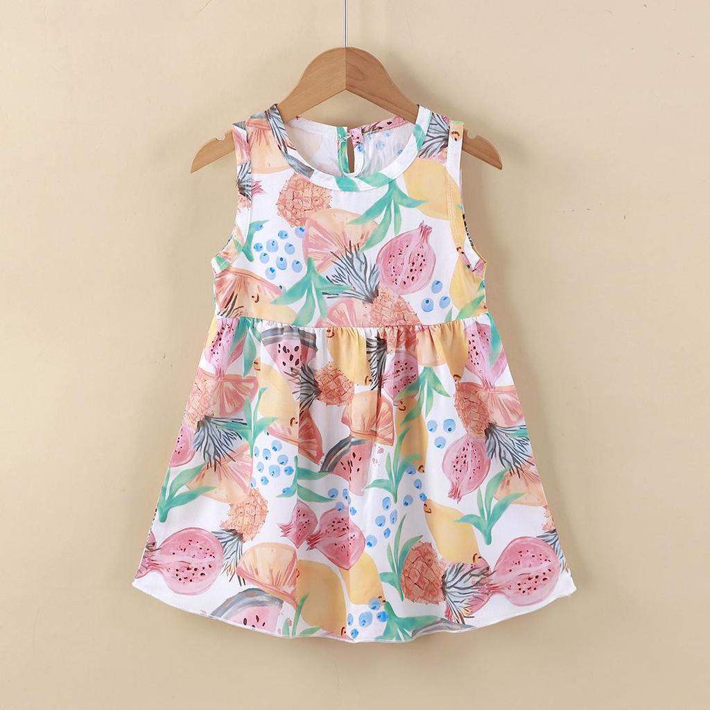 New Summer Sleeveless Princess Dress for Girls: Cotton & Rayon, Korean Style for Big and Middle Kids