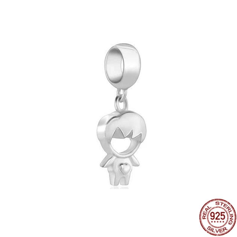 Het försäljning S925 Sterlingsilver Pojke- Flicka-Tonåring & Prinsesskrona Prins Hängberlock Smycken Pärlor Passar Original Armband