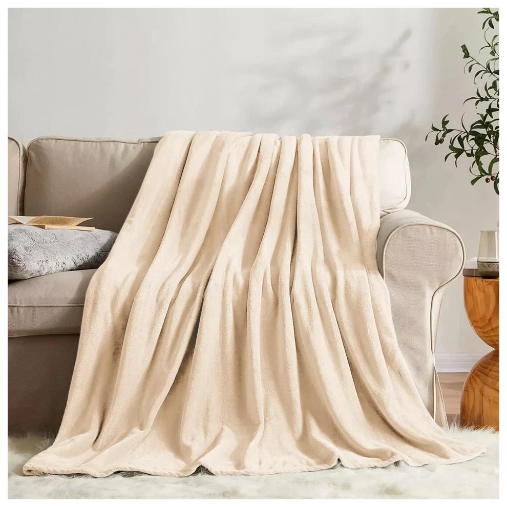 (King, Cream) ThicK Warm Super Soft Large Blanket Faux Fur Fleece Bed ALL Size UK