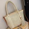 Seaside Vacation Beach Woven Bag Spring New Handheld Straw Bag Commuter Shoulder Messenger Bag Woven Straw Tote Bag for Women