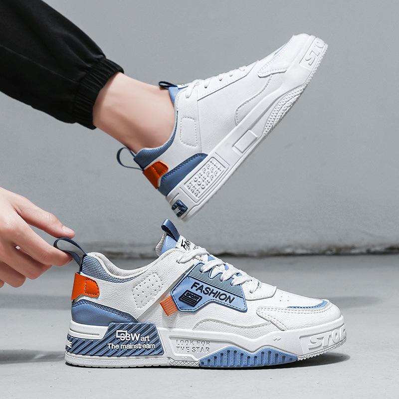 Mode Frühling Neu Leder Freizeitschuhe Mann Flache Sneaker Atmungsaktiv Anti-Geruch Luftpolster Laufschuh Graffiti Skateboard-Schuh