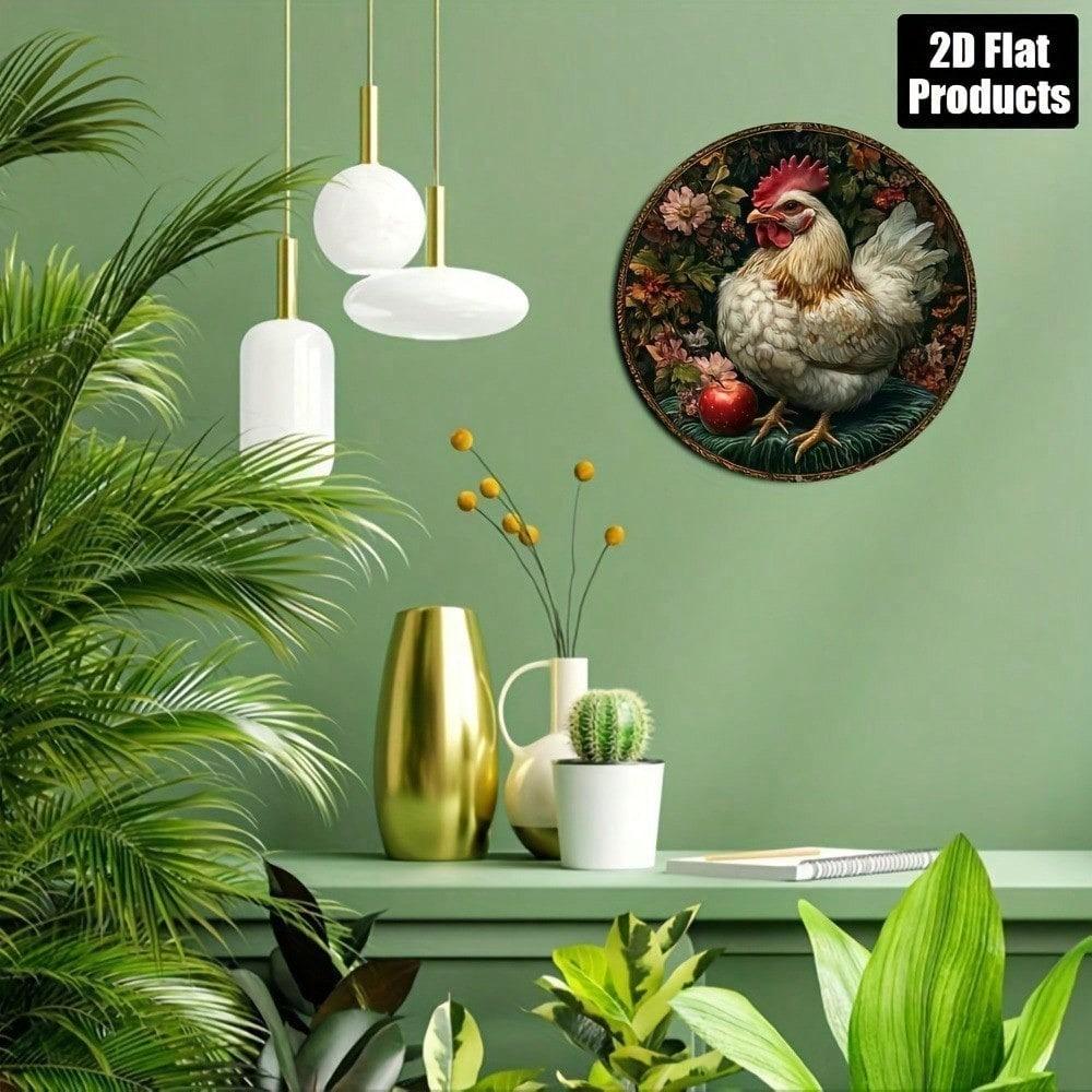 Vintage Rooster Metal Wall Art Sign 8x8 Inch Farmhouse Kitchen Decor Retro Bar Cafe Office Gift