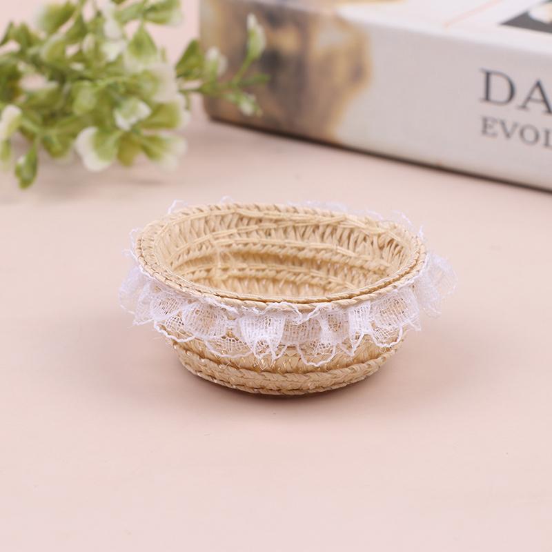 Mini 1/12 Cute Dollhouse Rattan Frame Hand-woven Vegetable Food Flower Basket Cute Toys Dolls Miniature Decoration