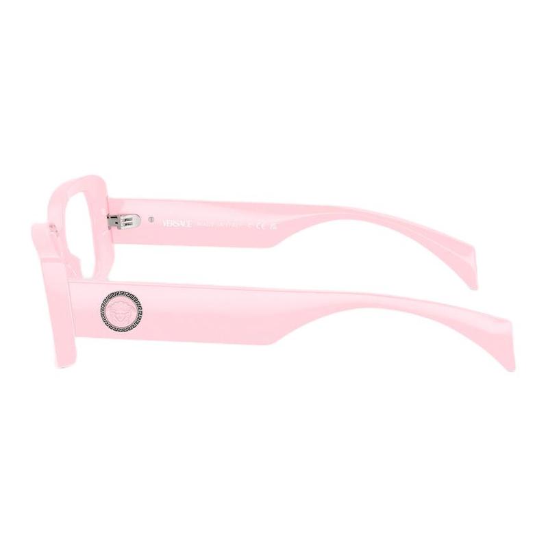 Versace Temple Logo Acetate Rectangular Optical Frame Unisex Couple Model Pink 12618737 O3362U-O548553-Pink 53