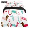 Dachshund Duvet Cover Set Cartoon Style Dachshunds King Size Bedding Set for Dog Lovers Kids Teens 2/3pcs Twin Comforter Cover
