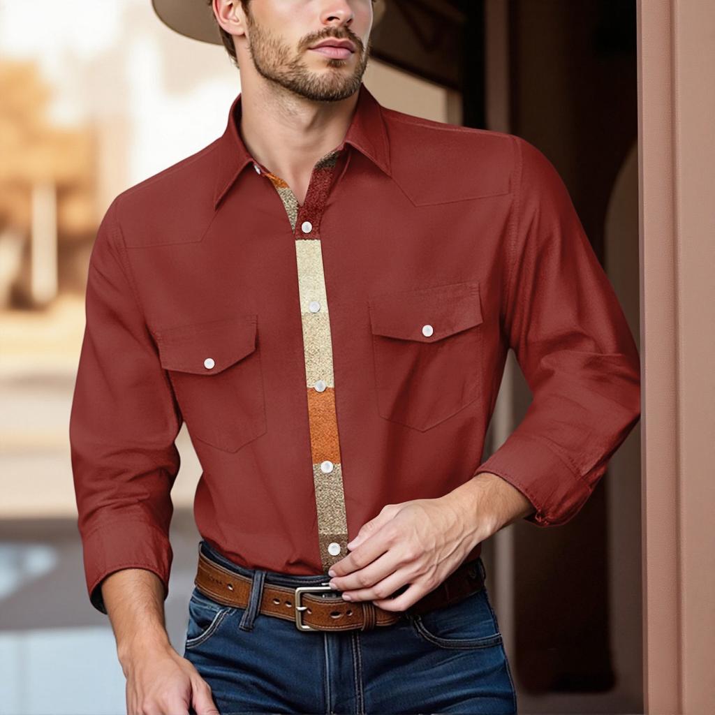 Pánské módní s klopou a krátkým rukávem ležérní top délky po ramena